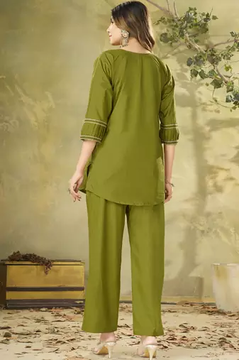 Green pure cotton kurti pent set