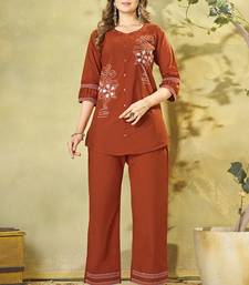 Brown cotton kurti pant set