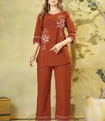 Brown cotton kurti pant set