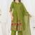 green cotton anarkali kurti pant dupatta set
