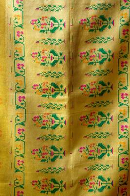 Yellow premium tissue silk blend saree with tassels & blouse piece 4