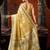Beige premium tissue silk blend saree with tassels & blouse piece