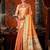 Peach premium tissue silk blend saree with tassels & blouse piece