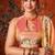 Peach premium tissue silk blend saree with tassels & blouse piece
