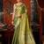Olive premium tissue silk blend saree with tassels & blouse piece