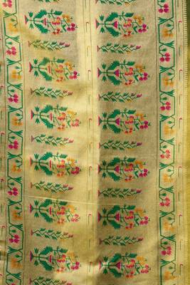 Olive premium tissue silk blend saree with tassels & blouse piece 4