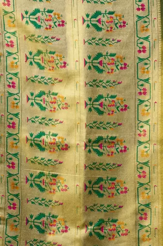 Olive premium tissue silk blend saree with tassels & blouse piece