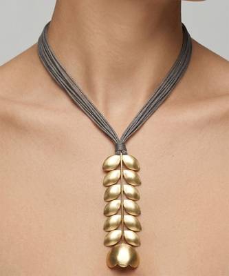 Gold plated grey knot necklace 1