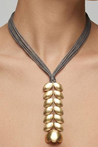 Gold plated grey knot necklace