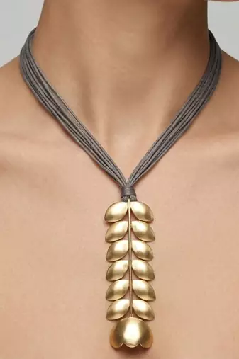 Gold plated grey knot necklace