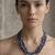 Denim blue textured crescent pendant necklace