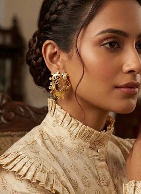 Gold plated fringe tassel earrings 1