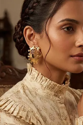 Gold plated fringe tassel earrings