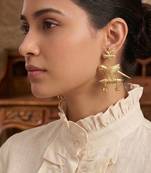 Gold plated focal bird stud earrings