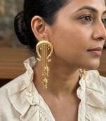 Gold plated matsya statement dangler earrings