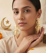 Gold plated leaf pendant earrings