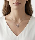 925 Sterling Silver Double Heart Pendant Necklace set  for Women