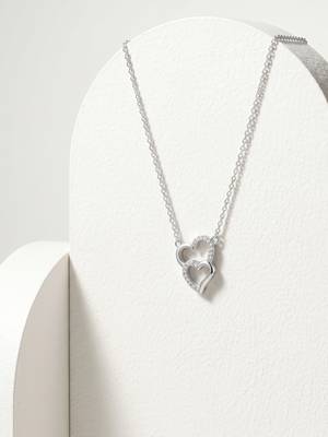 925 Sterling Silver Double Heart Pendant Necklace set  for Women 2