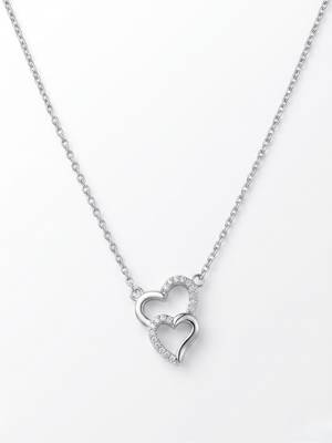 925 Sterling Silver Double Heart Pendant Necklace set  for Women 4