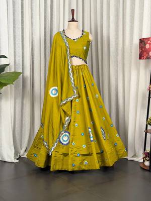  Mustard Yellow Lehenga Choli- Full stitched free size 1