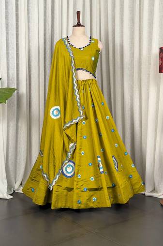  Mustard Yellow Lehenga Choli- Full stitched free size