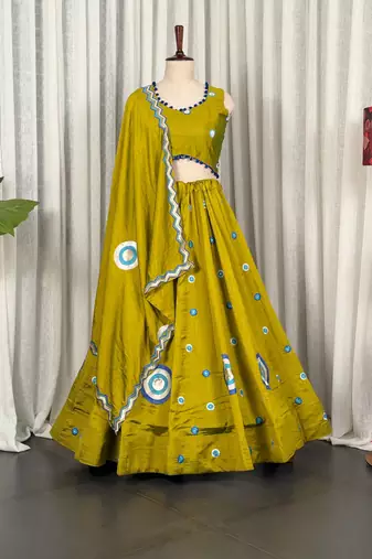 Mustard Yellow Lehenga Choli- Full stitched free size