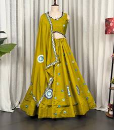  Mustard Yellow Lehenga Choli- Full stitched free size
