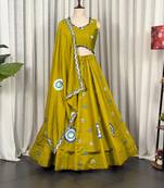  Mustard Yellow Lehenga Choli- Full stitched free size