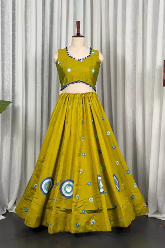  Mustard Yellow Lehenga Choli- Full stitched free size