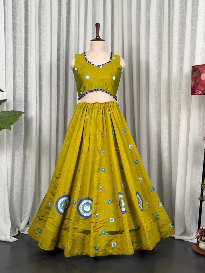  Mustard Yellow Lehenga Choli- Full stitched free size