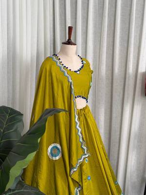  Mustard Yellow Lehenga Choli- Full stitched free size 4