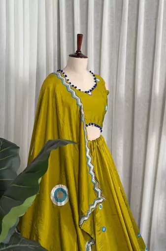  Mustard Yellow Lehenga Choli- Full stitched free size