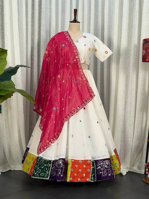  White Lehenga Choli Set for Women- Full stitched free size 1