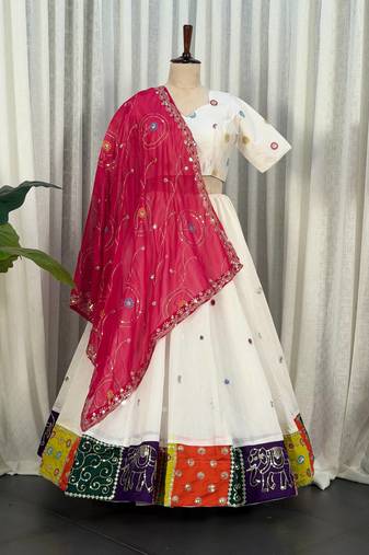  White Lehenga Choli Set for Women- Full stitched free size
