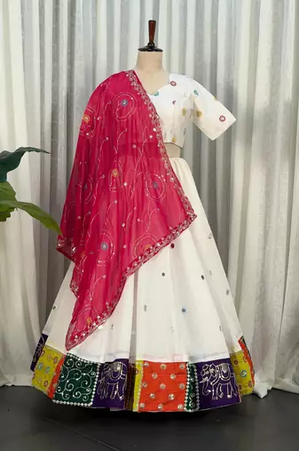  White Lehenga Choli Set for Women- Full stitched free size