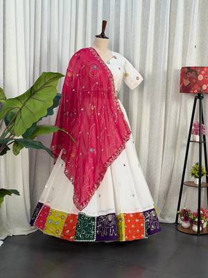  White Lehenga Choli Set for Women- Full stitched free size 2