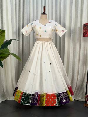  White Lehenga Choli Set for Women- Full stitched free size 3