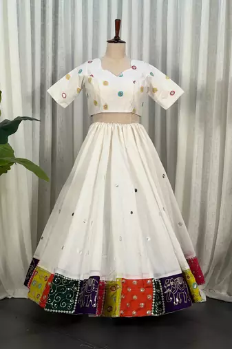  White Lehenga Choli Set for Women- Full stitched free size
