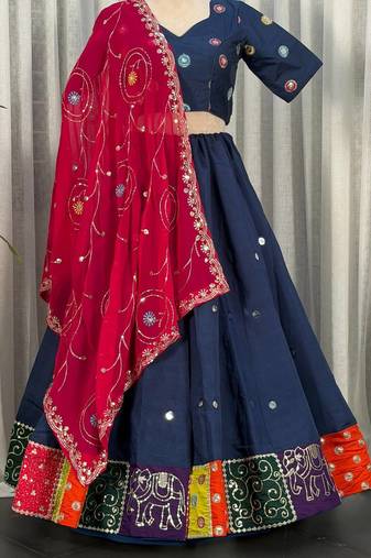 Navy Blue Lehenga Set- Full stitched free size