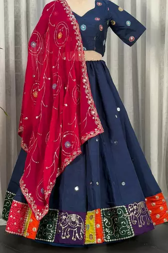 Navy Blue Lehenga Set- Full stitched free size