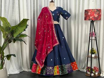 Navy Blue Lehenga Set- Full stitched free size 2