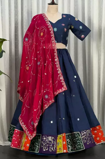 Navy Blue Lehenga Set- Full stitched free size