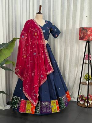 Navy Blue Lehenga Set- Full stitched free size 3