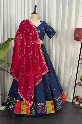 Navy Blue Lehenga Set- Full stitched free size