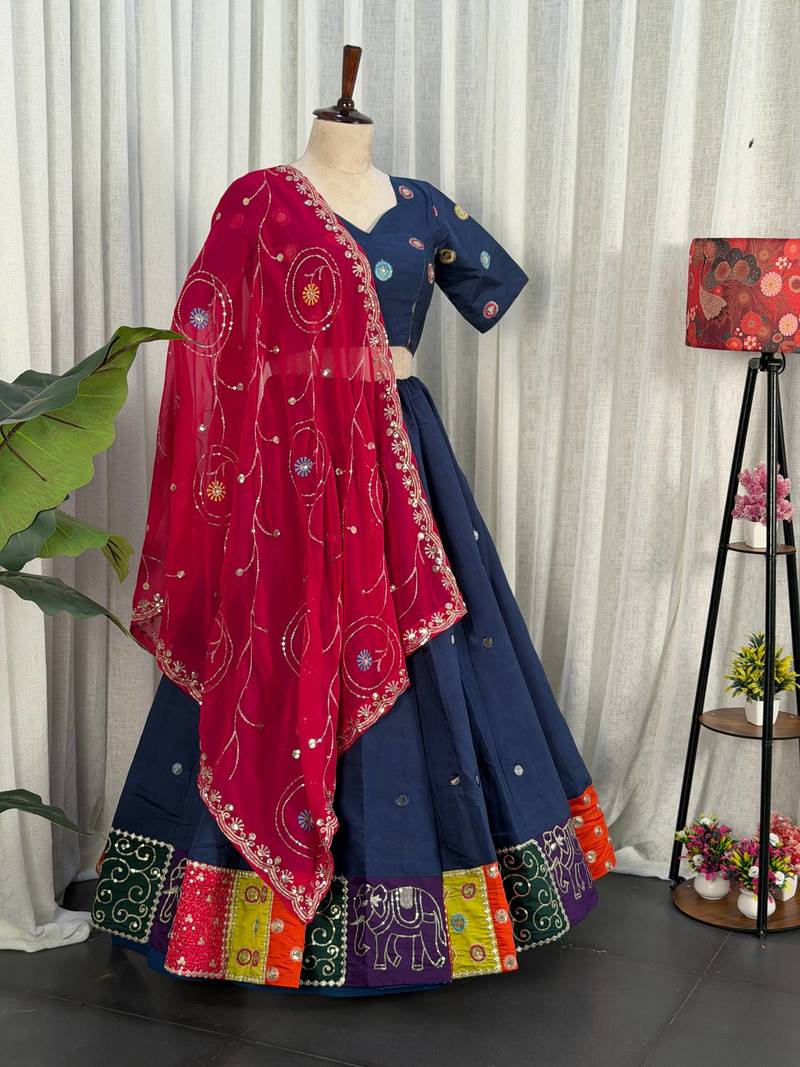 Navy Blue Lehenga Set- Full stitched free size