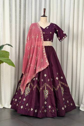 Buy Purple  Lehenga Choli Online- Full stitched free size