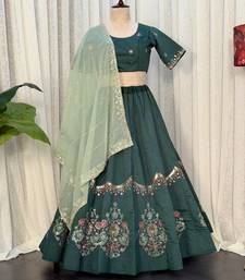  Bottle Green Lehenga Choli Set- Full stitched free size