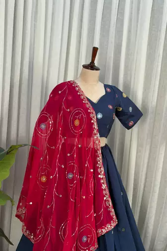 Navy Blue Lehenga Set- Full stitched free size