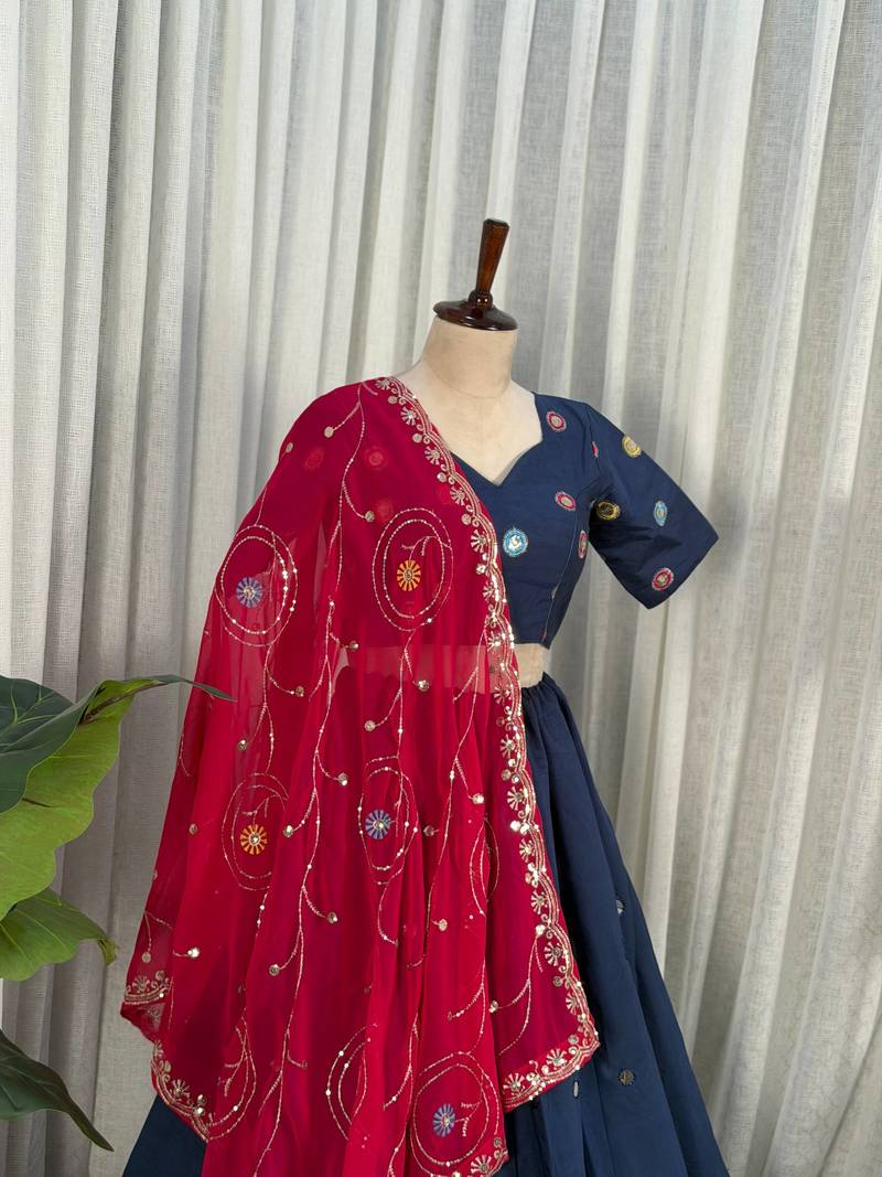 Navy Blue Lehenga Set- Full stitched free size