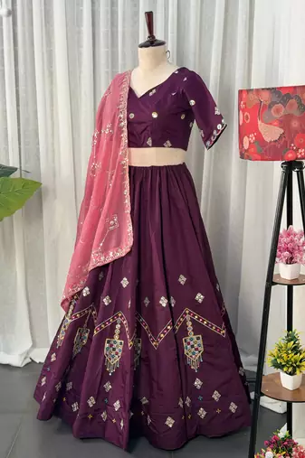 Buy Purple  Lehenga Choli Online- Full stitched free size